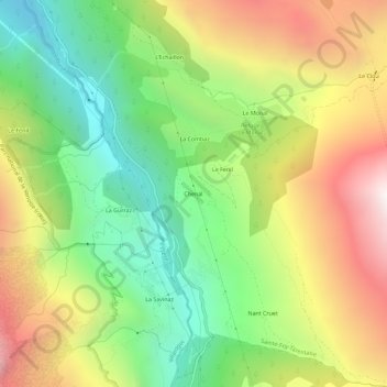 Mapa topográfico Chenal, altitud, relieve