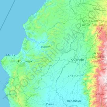 Mapa topográfico Cordillera de Balzar, altitud, relieve