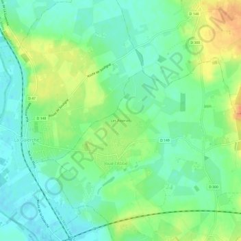 Mapa topográfico Les Poteries, altitud, relieve