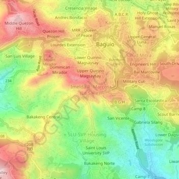 Mapa topográfico Imelda R. Marcos (La Salle), altitud, relieve