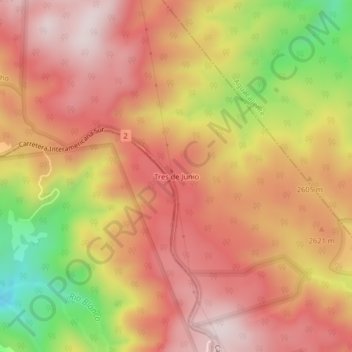 Mapa topográfico Tres de Junio, altitud, relieve