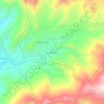 Mapa topográfico Carbajal, altitud, relieve