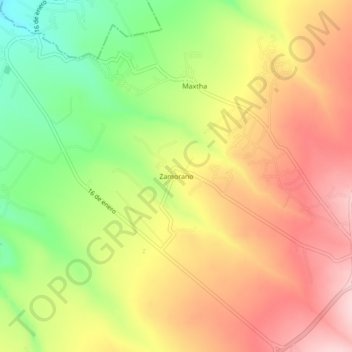 Mapa topográfico Zamorano, altitud, relieve