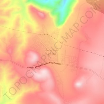 Mapa topográfico Bella Vista del Río, altitud, relieve