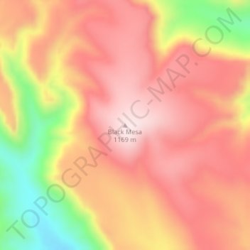 Mapa topográfico Black Mesa, altitud, relieve