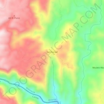 Mapa topográfico San Rafael, altitud, relieve