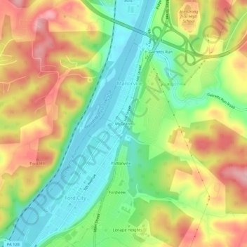 Mapa topográfico McGrann, altitud, relieve