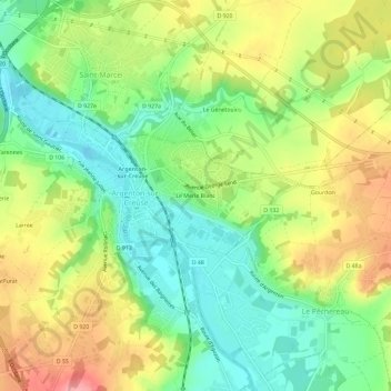 Mapa topográfico Le Merle Blanc, altitud, relieve