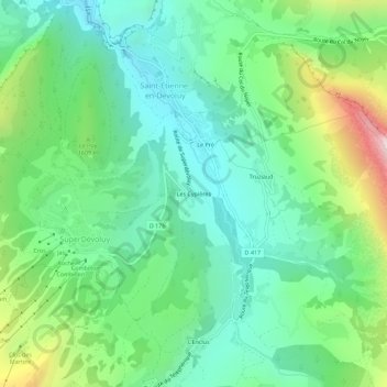 Mapa topográfico Les Cypières, altitud, relieve