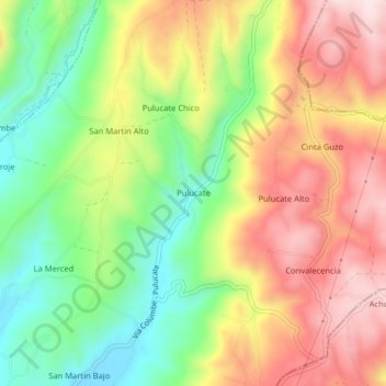 Mapa topográfico Pulucate, altitud, relieve