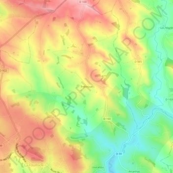Mapa topográfico Trébessac, altitud, relieve