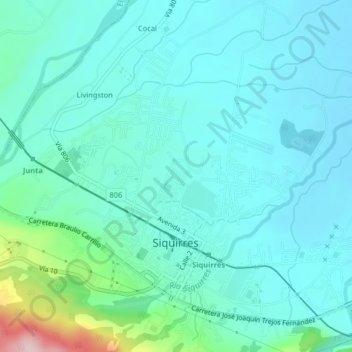 Mapa topográfico Guayabal, altitud, relieve