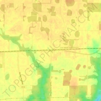 Mapa topográfico Canoe, altitud, relieve