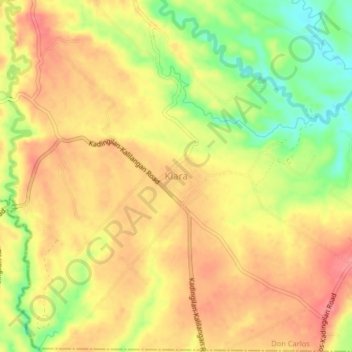 Mapa topográfico Kiara, altitud, relieve