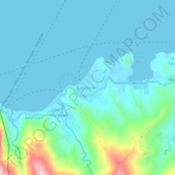 Mapa topográfico San Isidro, altitud, relieve