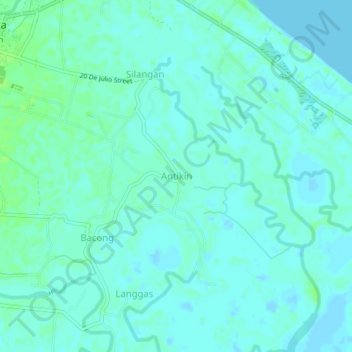Mapa topográfico Antikin, altitud, relieve