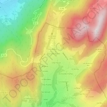 Mapa topográfico Sous Chez Ducrot, altitud, relieve