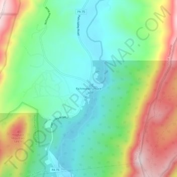 Mapa topográfico Richmond Furnace, altitud, relieve