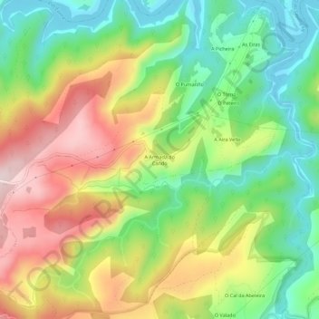 Mapa topográfico A Armada do Cando, altitud, relieve