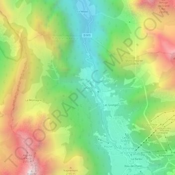 Mapa topográfico La Croix, altitud, relieve