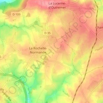 Mapa topográfico L'Anquetillière, altitud, relieve