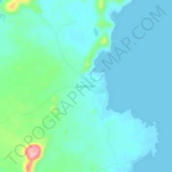 Mapa topográfico Bantulan, altitud, relieve
