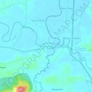 Mapa topográfico Santo Angel, altitud, relieve
