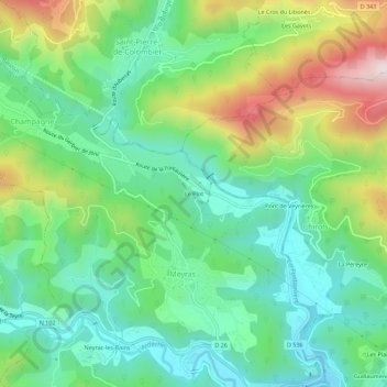 Mapa topográfico Le Plot, altitud, relieve