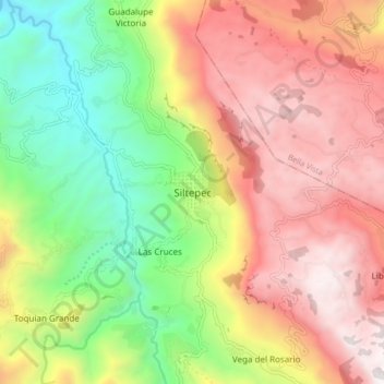 Mapa topográfico Siltepec, altitud, relieve