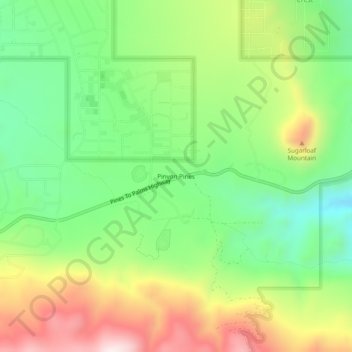 Mapa topográfico Pinyon Pines, altitud, relieve