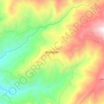 Mapa topográfico Almaguer, altitud, relieve