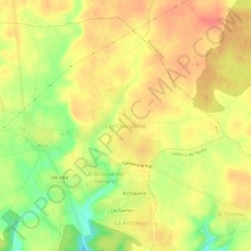 Mapa topográfico Los Charquillos, altitud, relieve