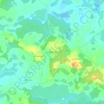 Mapa topográfico La Chamborderie, altitud, relieve