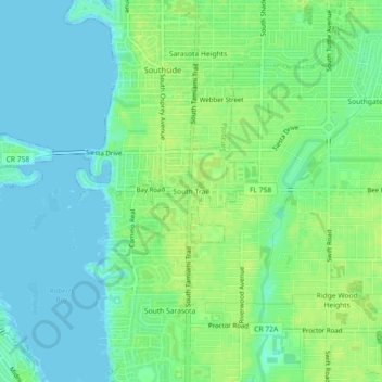 Mapa topográfico South Trail, altitud, relieve