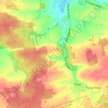 Mapa topográfico Les Bruyères, altitud, relieve