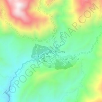 Mapa topográfico Gaitan, altitud, relieve
