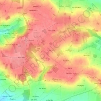Mapa topográfico Le Val Dreo, altitud, relieve