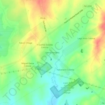 Mapa topográfico Falcon Heights, altitud, relieve