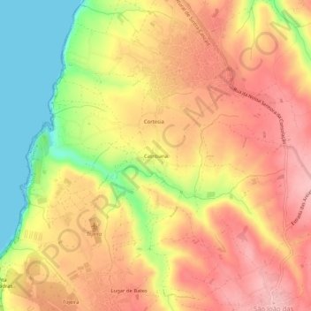 Mapa topográfico Catribana, altitud, relieve