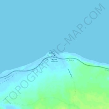 Mapa topográfico Faro Punta Gallinas, altitud, relieve
