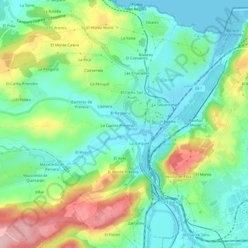 Mapa topográfico El Empalme, altitud, relieve