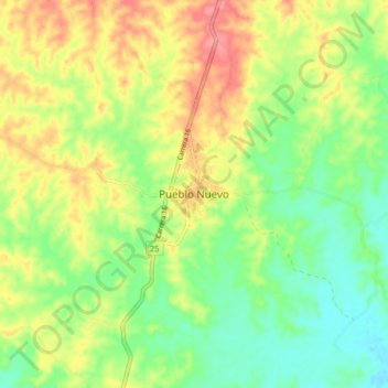 Mapa topográfico Pueblo Nuevo, altitud, relieve