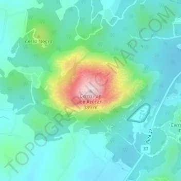 Mapa topográfico Cerro Pan de Azúcar, altitud, relieve