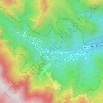 Mapa topográfico Mount Charleston, altitud, relieve