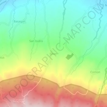 Mapa topográfico Oson, altitud, relieve