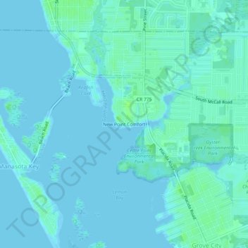 Mapa topográfico New Point Comfort, altitud, relieve