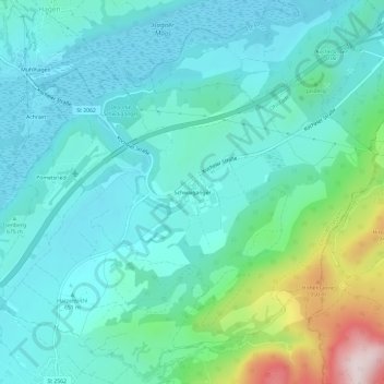 Mapa topográfico Schwaiganger, altitud, relieve