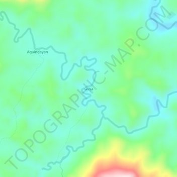 Mapa topográfico Gusa, altitud, relieve