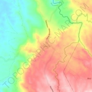 Mapa topográfico Dawis, altitud, relieve