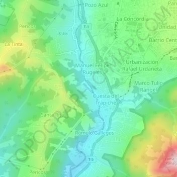 Mapa topográfico Barrio La Playa, altitud, relieve